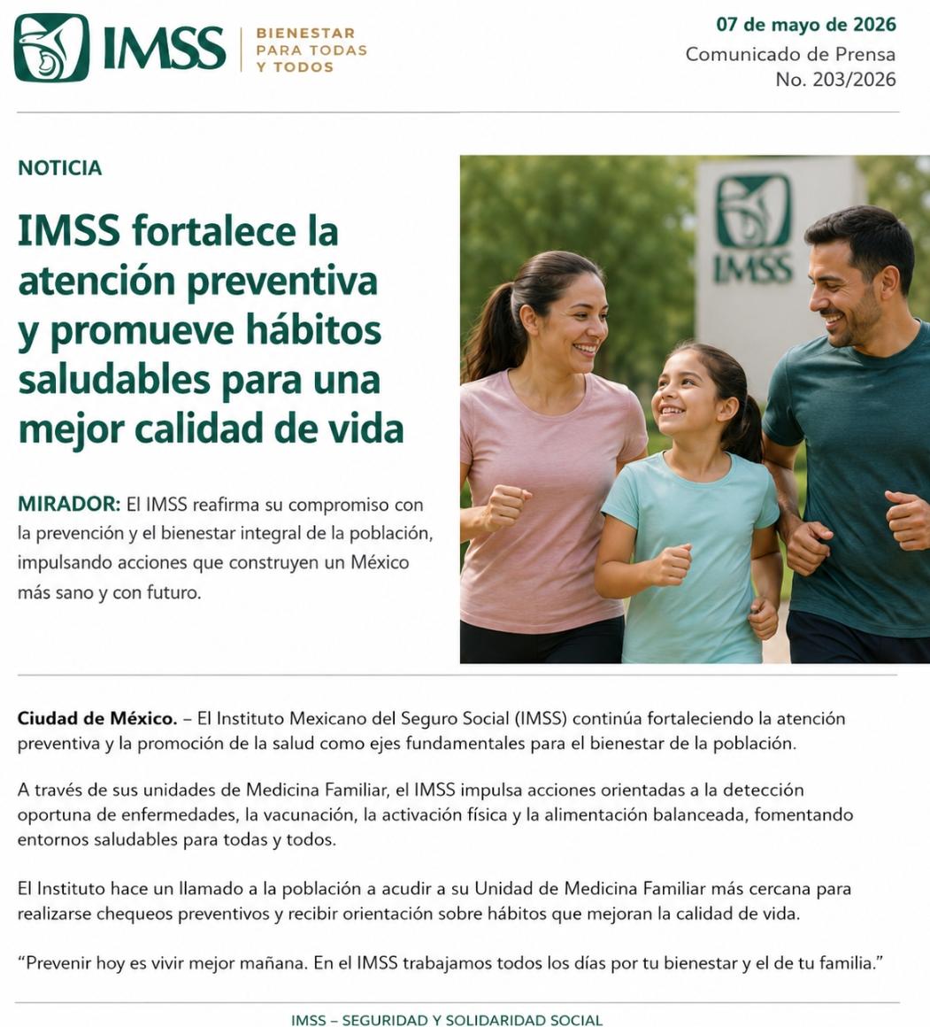 IMSS fortalece la atención preventiva y promueve una cultura de bienestar en México.